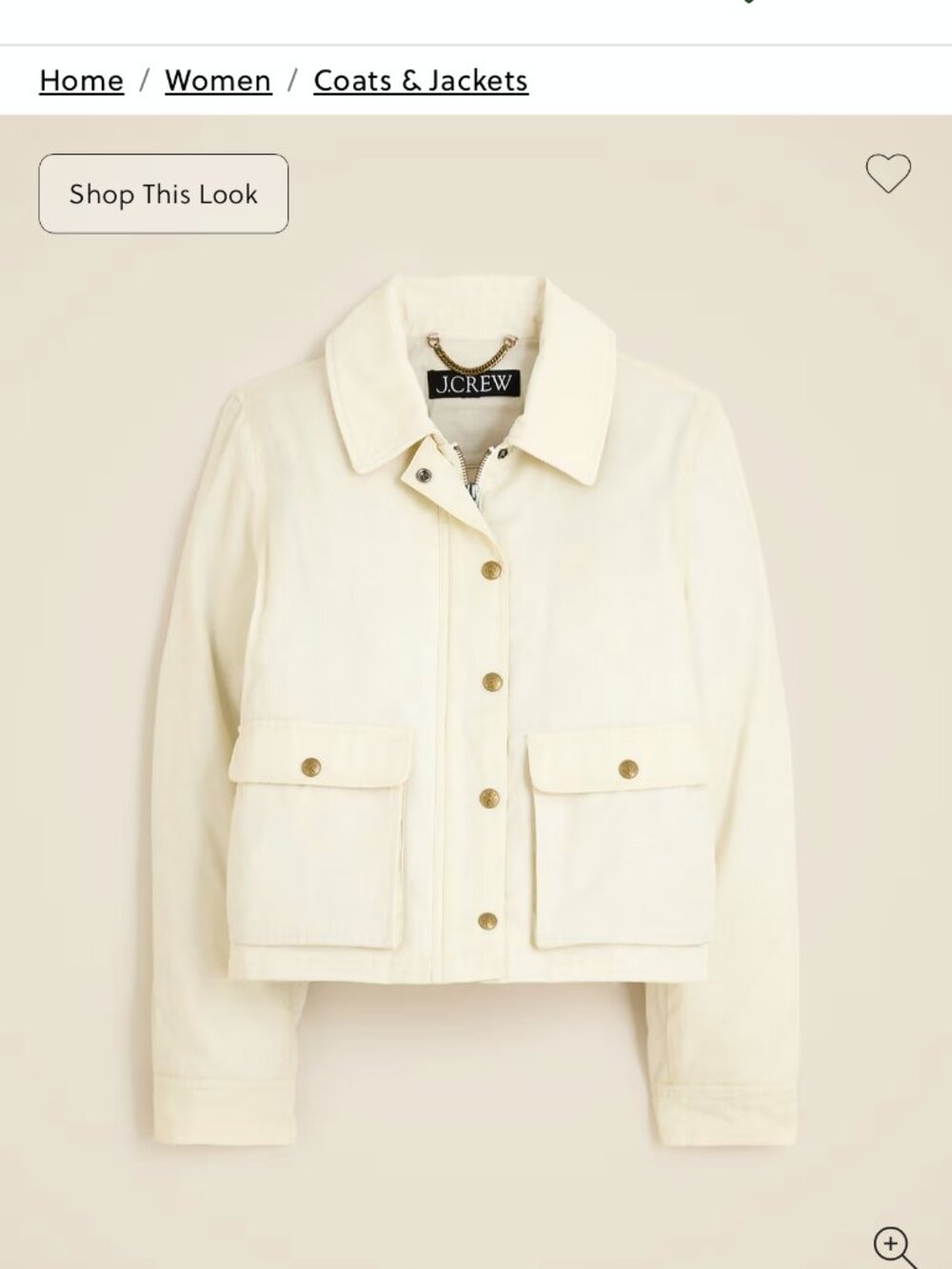 J. Crew_Cropped Barn Jacket™ in ripstop cotton Ivory Utility Coat- Size M (NWT) - Picture 7 of 8
